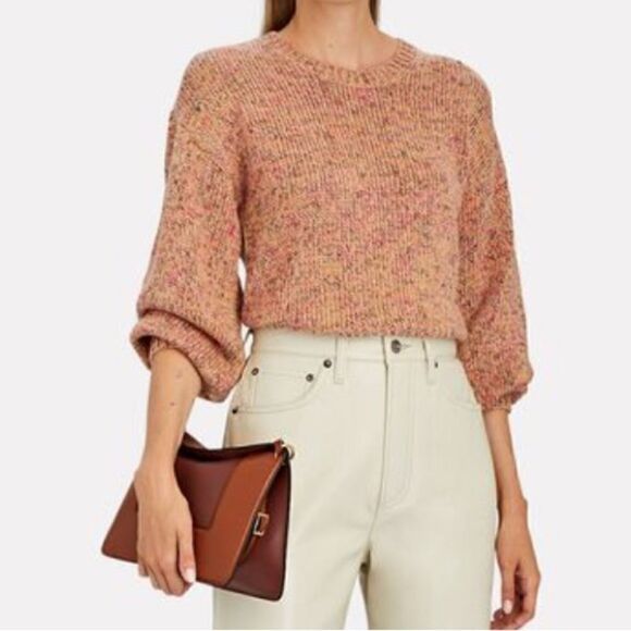 Intermix Vanessa Pink Puff Sleeve Cropped Sweater| Size S - Picture 1 of 10